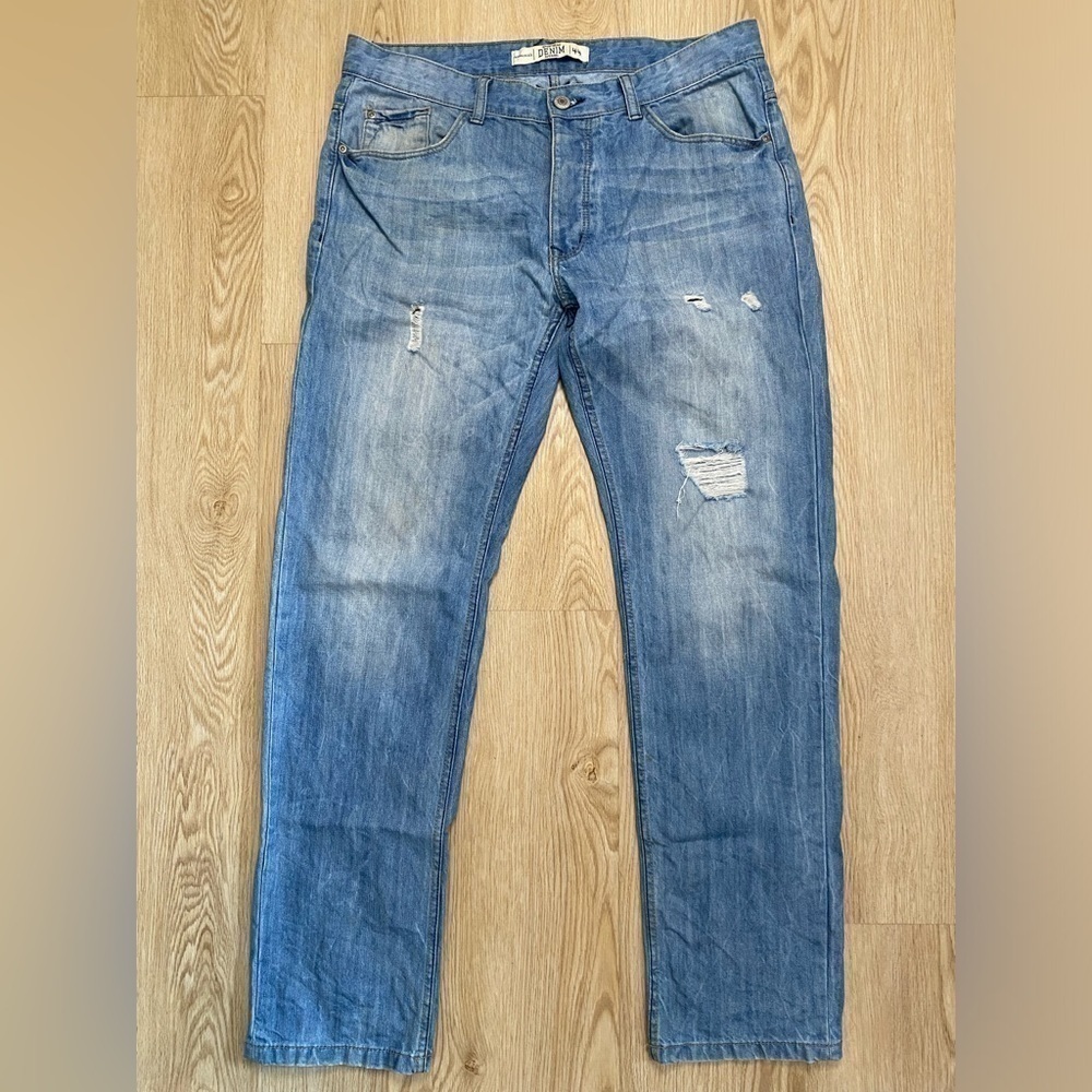 Streetwear Essential Denim Apparel Distressed Button Fly Jeans 44 Casual Grunge